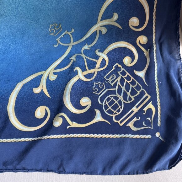 RBC Dominion Securities Blue Gold Silk Handrolled Scarf - Picture 8 of 8